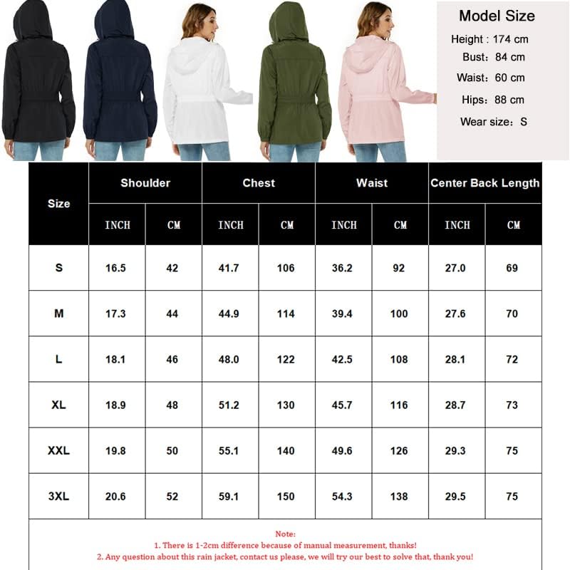 Rapbin Regenjacke Damen Wasserdicht Atmungsaktiv Leicht Outdoorjacke Windbreaker Packbare Regenmante