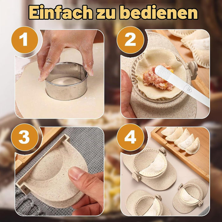 Dumpling Maker Set 8-teilig, 3 Grössen Ravioli- &amp; Teigtaschenformer mit Teigschneider, Edelstahl Fül