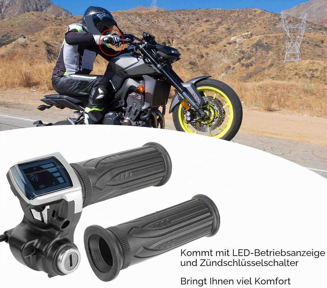 Hlyjoon Elektro-Drosselklappe, Elektrofahrrad-Gasgriff, 36-V-Half-Twist-Drosselklappe mit LED-Betrie