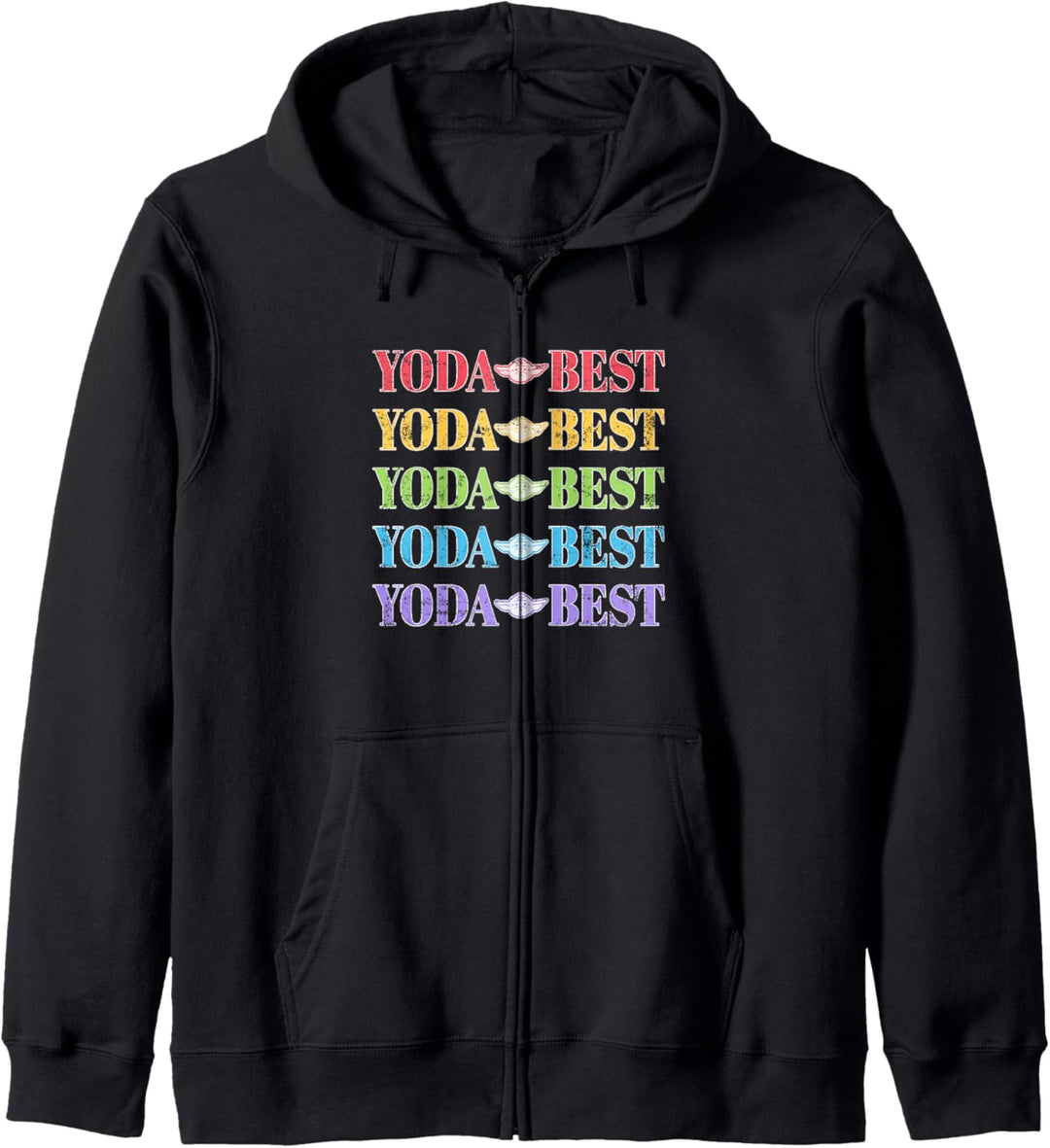 Star Wars Yoda Best Rainbow Text Stack Kapuzenjacke