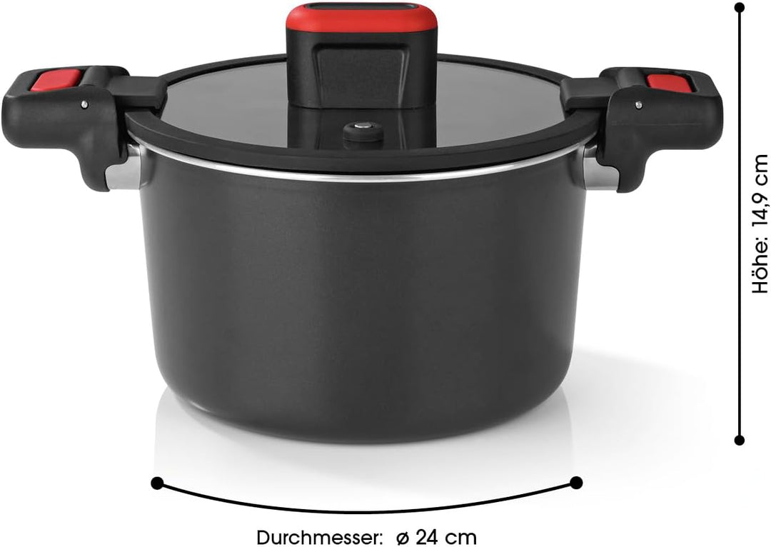 GOURMETmaxx Aluguss-Energiespartopf 5,8 L | ø 24 cm | Antihaftbeschichtung | Schnelle, einfache, fet