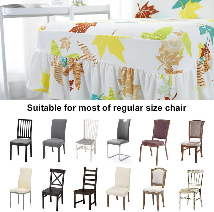 VanderHOME Stuhlhussen 4er Set Elastische Universal Esszimmerstuhl Abdeckung mit Rock Abnehmbare Was