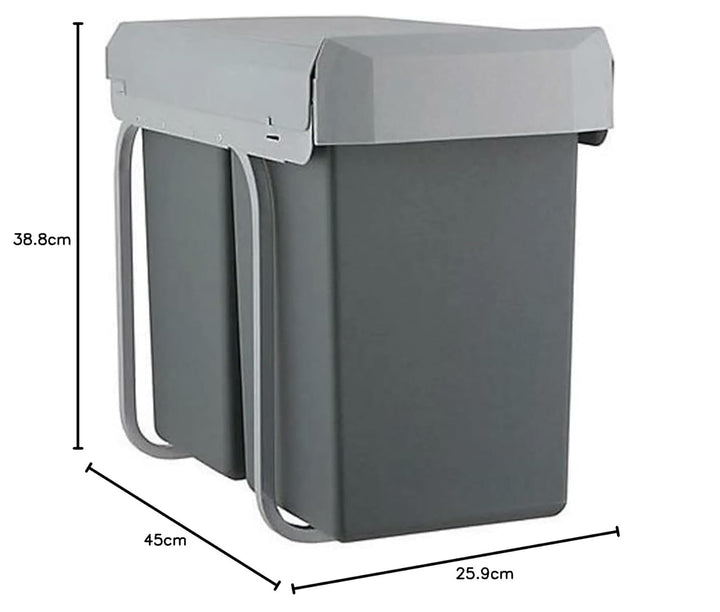 WESCO Double-Boy Einbau-Abfallsammler aus Kunststoff in der Farbe Anthrazit zum Ausziehen mit 2 hera