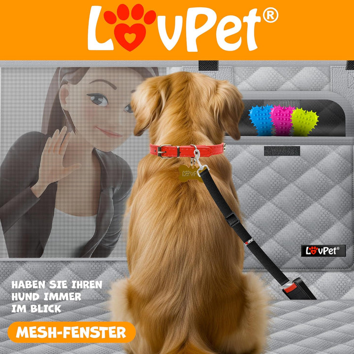 Lovpet® 2in1 Hundedecke für Auto Rückbank & Kofferraum mit Seitenschutz und Sichtfenster Kofferraums