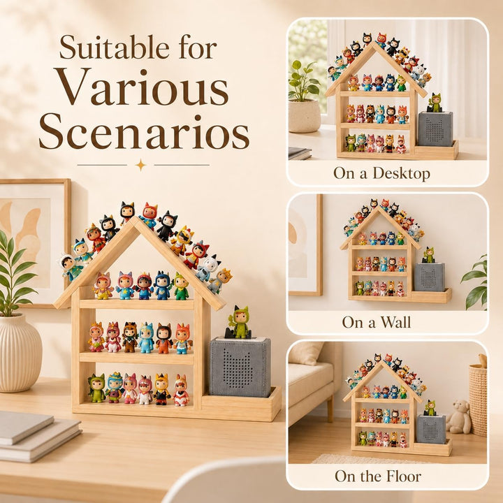 Regal für Tonie, Grosse Magnetische Holz Schweberegale für Toniebox 1 & 2, Holz Wand Regal für 70-85