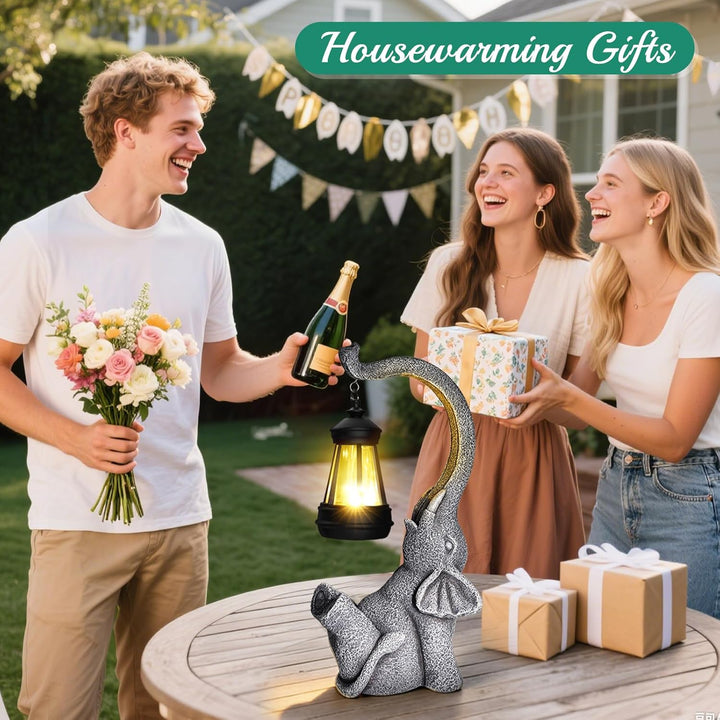 Linkax Geschenke für Frauen Mama Oma, Solar Gartenfiguren Elefant Gartendeko für Draussen, Solarlamp