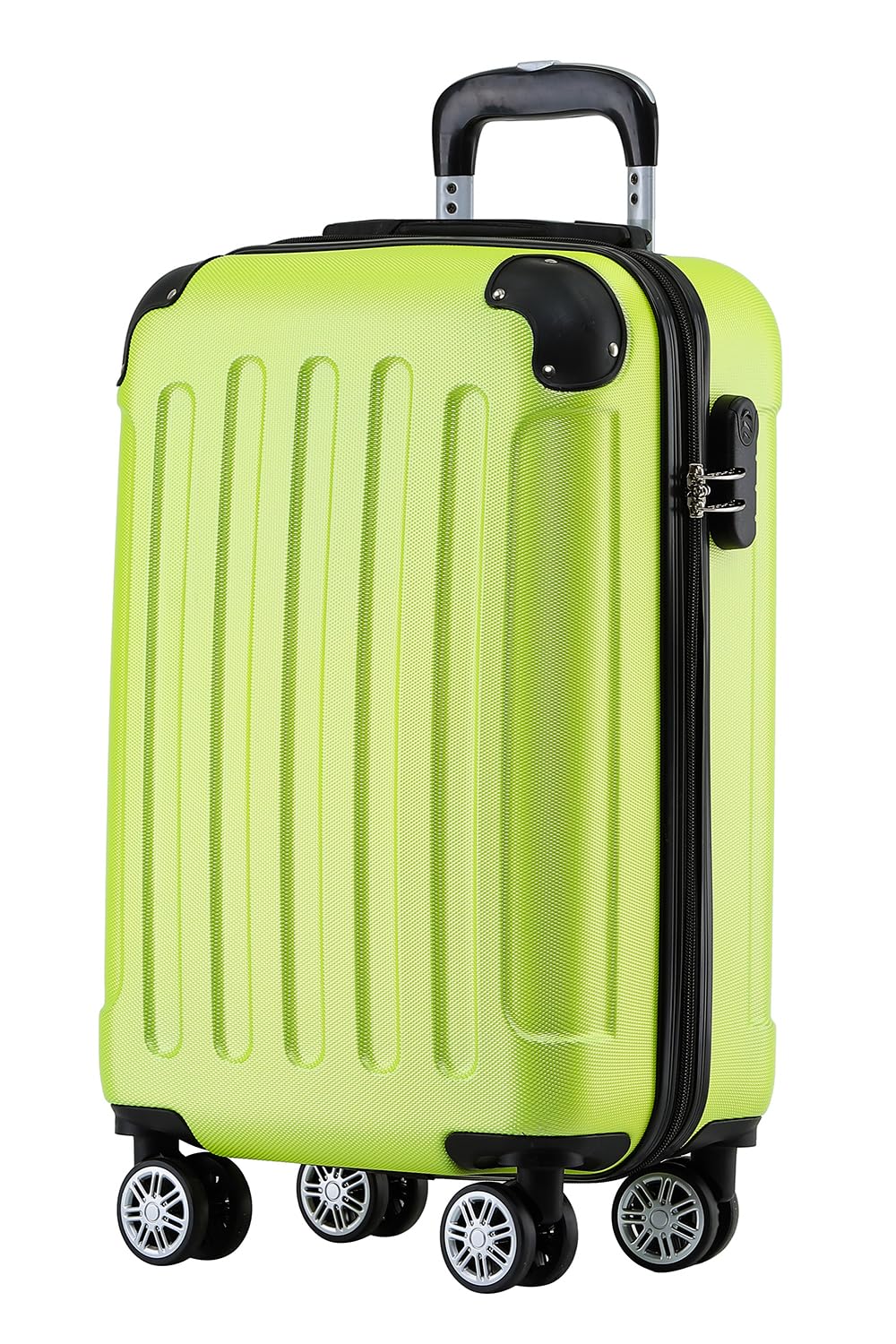 BEIBYE Zwillingsrollen Hardcase Reisekoffer Koffer Trolleys Hartschale in XL-L-M in 14 Farben (Grün,