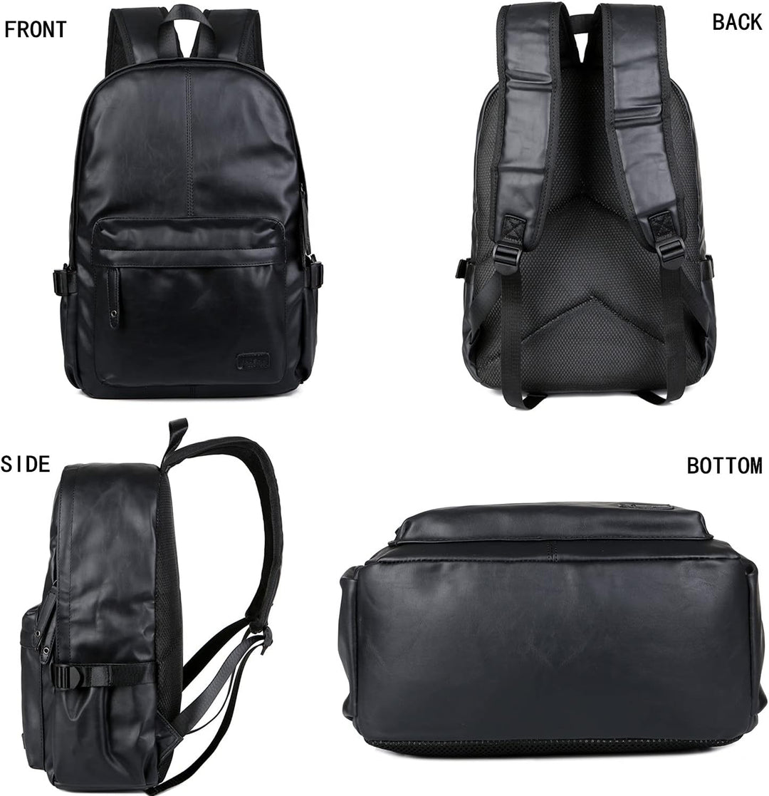 BAOSHA BP-08 TOP Laptop-Rucksack aus PU-Leder, Schul-Rucksack, Tasche, schwarz