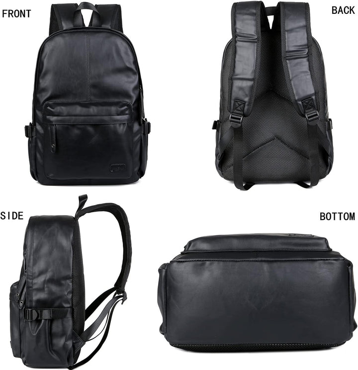 BAOSHA BP-08 TOP Laptop-Rucksack aus PU-Leder, Schul-Rucksack, Tasche, schwarz