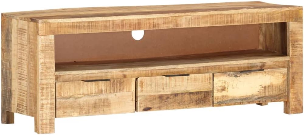 vidaXL Raues Mangoholz TV Schrank mit 1 Fach 3 Schubladen Lowboard TV Möbel Tisch Board Sideboard Fe