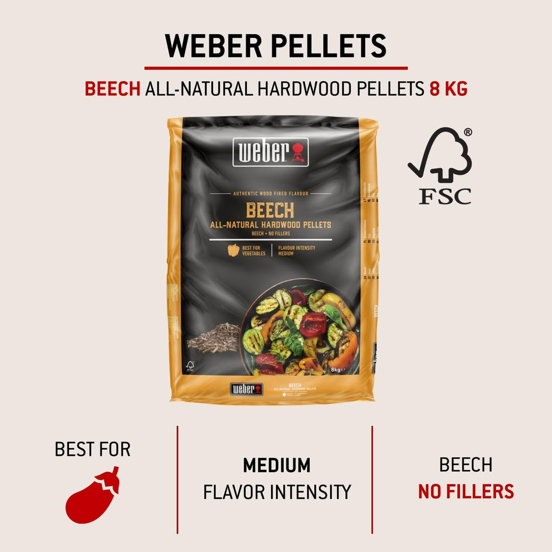 Weber Buchenholz Pellets/Geeignet für alle Pelletgrills, Erdiger, nussiger, süsslicher Geschmack, Oh