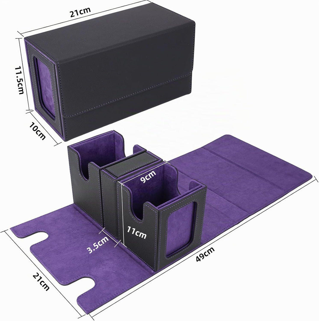 AFIING MTG Commander Kartenbox, 3-in-1 Karten-Aufbewahrungsbox für 200+ doppelt gesleevte Karten, Ma