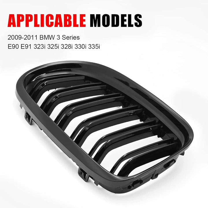 YIUBCZOQI E90 E91 Kühlergrille passend für BMW 3er E90 E91 LCI Bj Nieren Schwarz grill vorne 2009-20