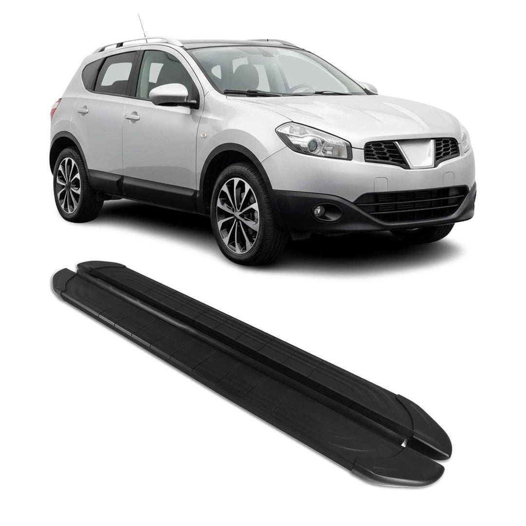 Trittbretter Seitenschweller kompatibel mit Nissan Qashqai J10 2006-2014 Alu Schwarz 2 TLG