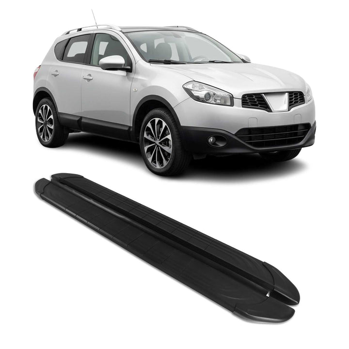 Trittbretter Seitenschweller kompatibel mit Nissan Qashqai J10 2006-2014 Alu Schwarz 2 TLG