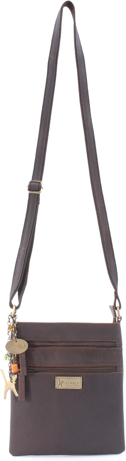 Catwalk Collection Handbags - Leder - Klein Umhängetasche Messenger/Schultertasche - iPhone Kindle -