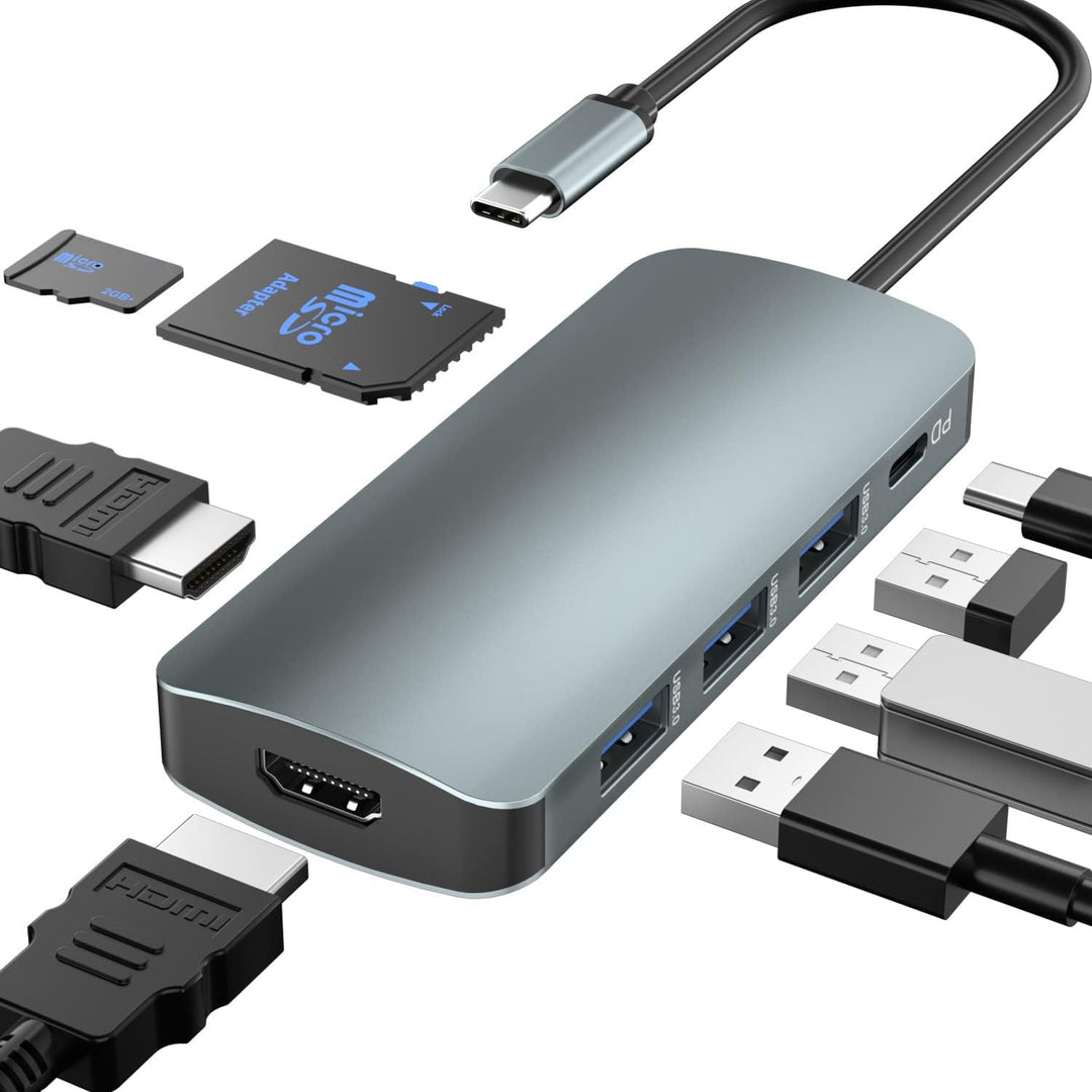 USB C Docking Station Dual Monitor,8 in 1 USB C Hub Multiport Adapter with Dual 4K HDMI,3 USB 3.0,10