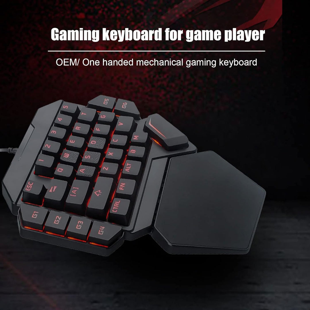 ciciglow Einhand-Gaming-Tastatur, K50 Wired RGB Backlit Mechanical Half Keyboard 35 Keys Portable Ga