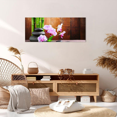 Wandbilder Dekoration Wohnzimmer Bambus Dekoration Blume Orchidee Panorama Bilder auf Leinwand 120x5