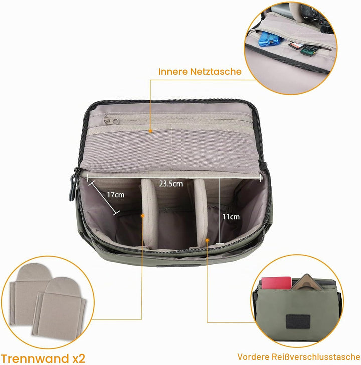 Besnfoto Kameratasche Kleine DSLR Kamera Umhängetasche für Fotografen wasserdichte Messenger Bag Cro