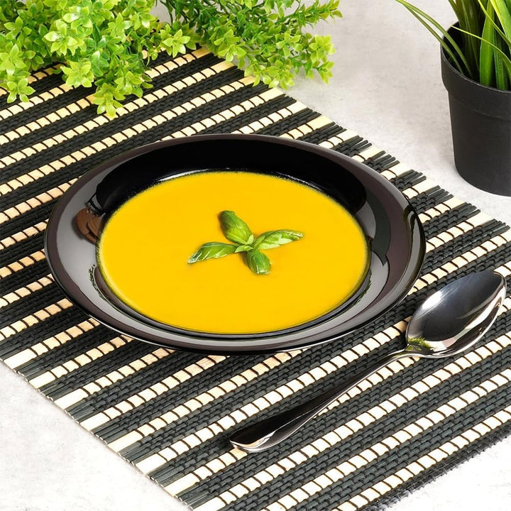 Vilde Tiefe Essteller aus Glas Schwarz 21.5 cm, 400 ml 6 Stk. | Teller, Suppenteller, Set, Schale, S