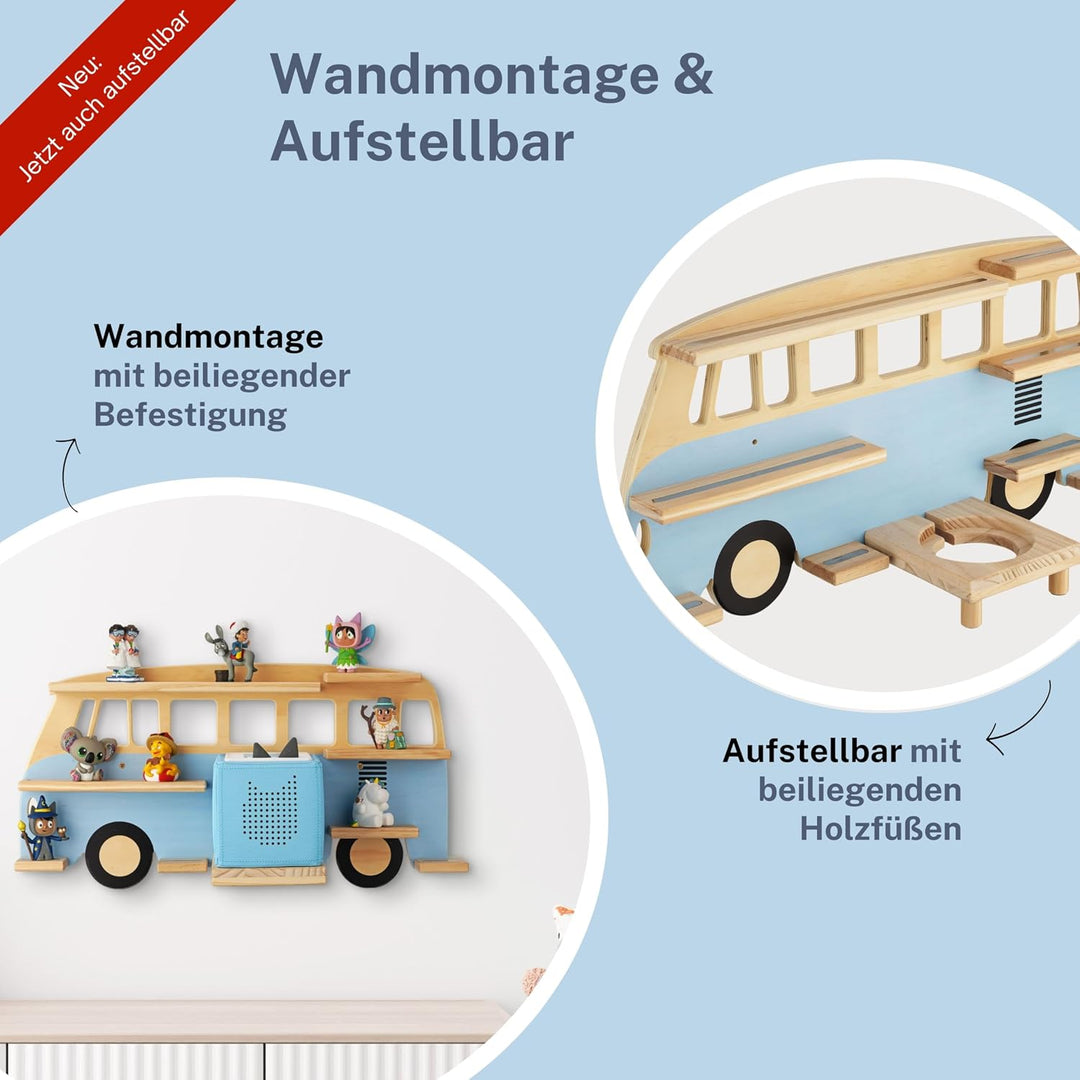 Little Goldie® Tonie Regal - für bis zu 32 Tonie Figuren (magnetisch) - Bus Motiv für Jungen und Mäd