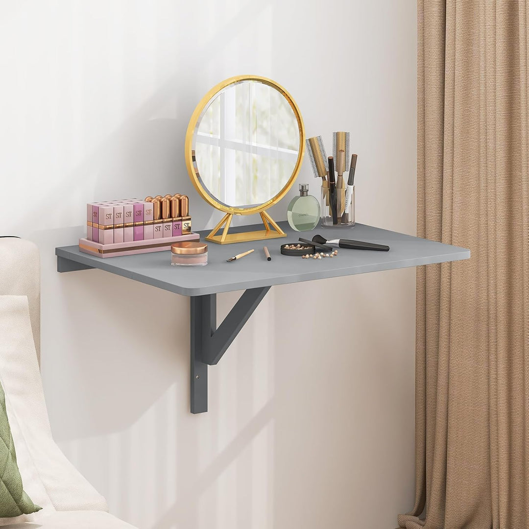 COSTWAY Wandmontierter Klapptisch, 80 x 60 cm, klappbarer Wandtisch, platzsparender Küchentisch Wand