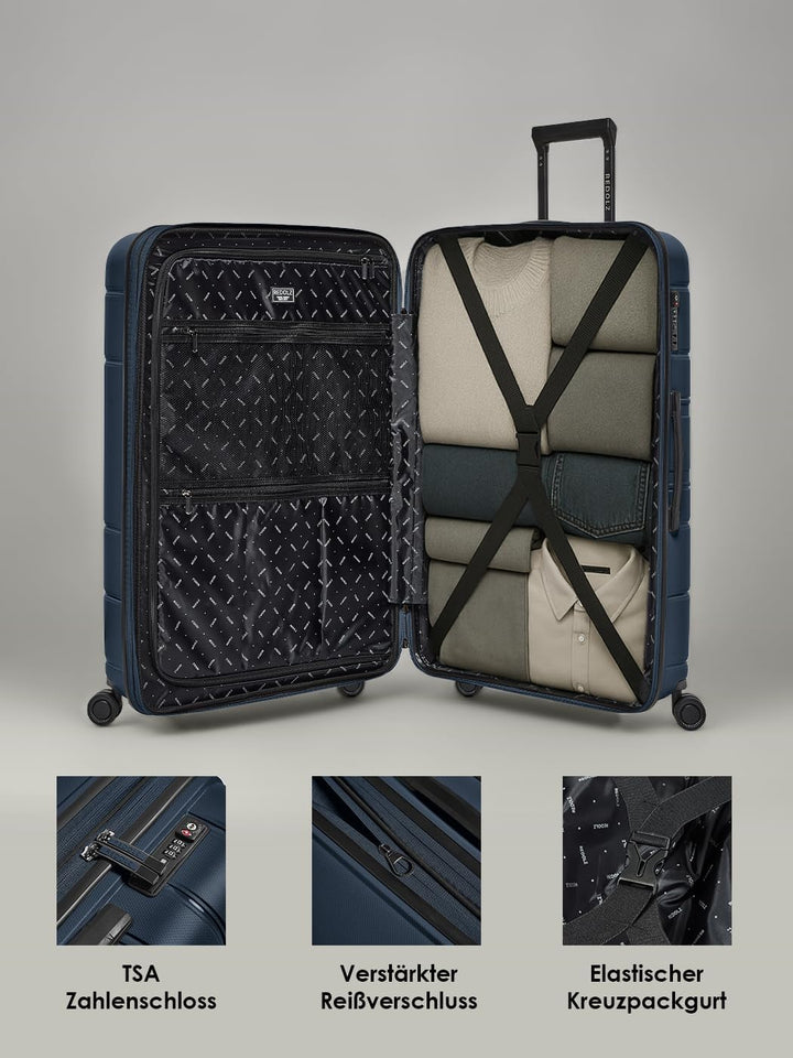 REDOLZ Hartschalen Check-in Koffer | Grosser XL Trolley 51 x 32 x 76 cm mit Dehnfalte aus hochwertig