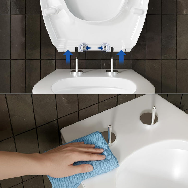 CECIPA WC-Sitz Erhöhung 5 cm – Duroplast Toilettensitz mit Absenkautomatik, bis 250 kg belastbar, er