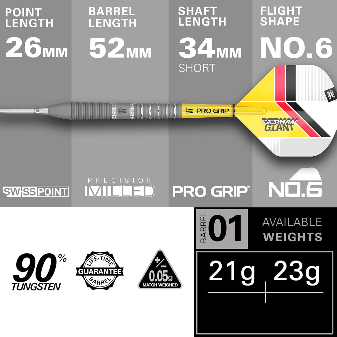 Target Darts Gabriel Clemens Gen 2 90% Wolfram Swiss Point Stahlspitze Dart Satz 21 g, 21 g