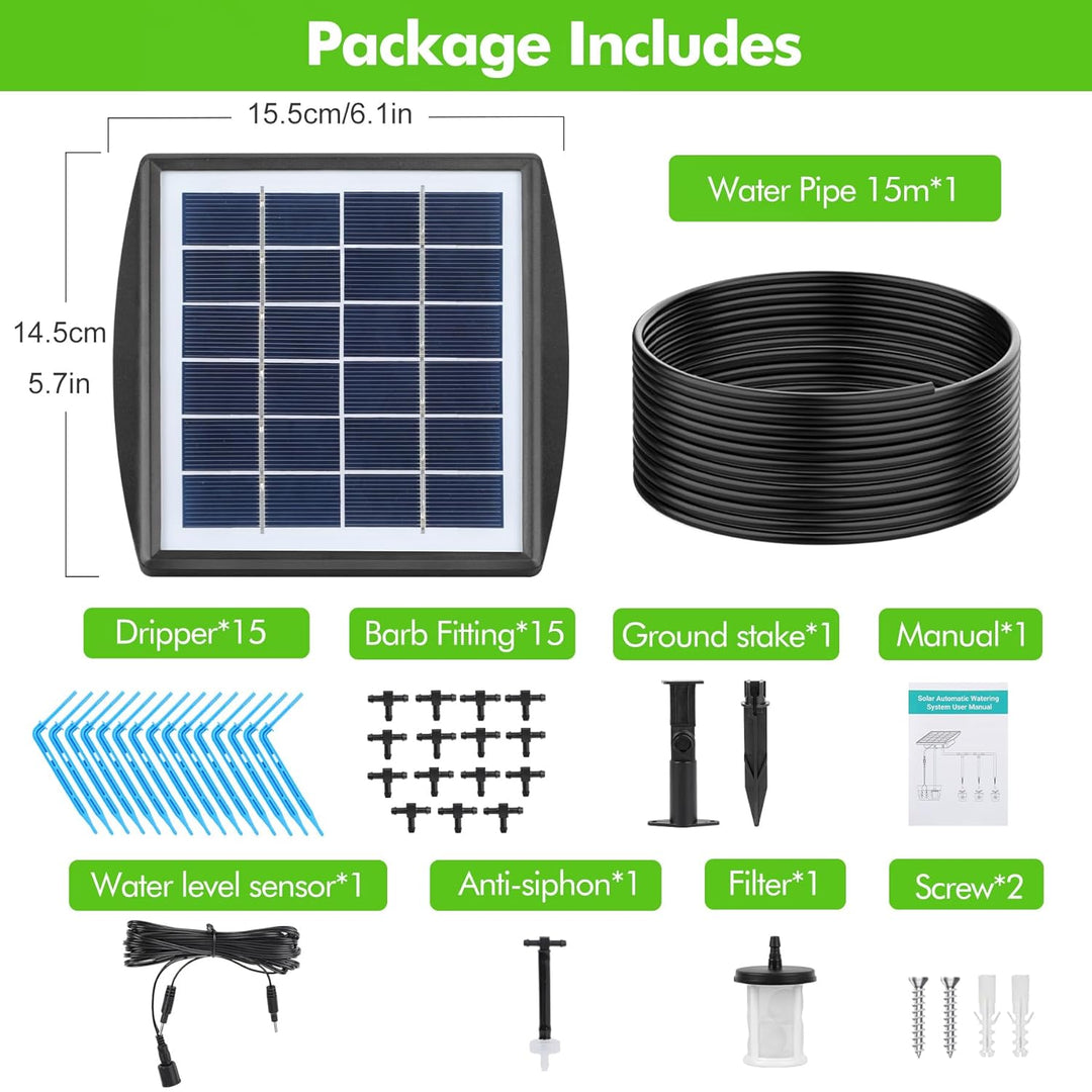 Forever Speed Solar Bewässerungssystem Automatisches Set mit Wassersensor, Selbstbewässerungsgeräte