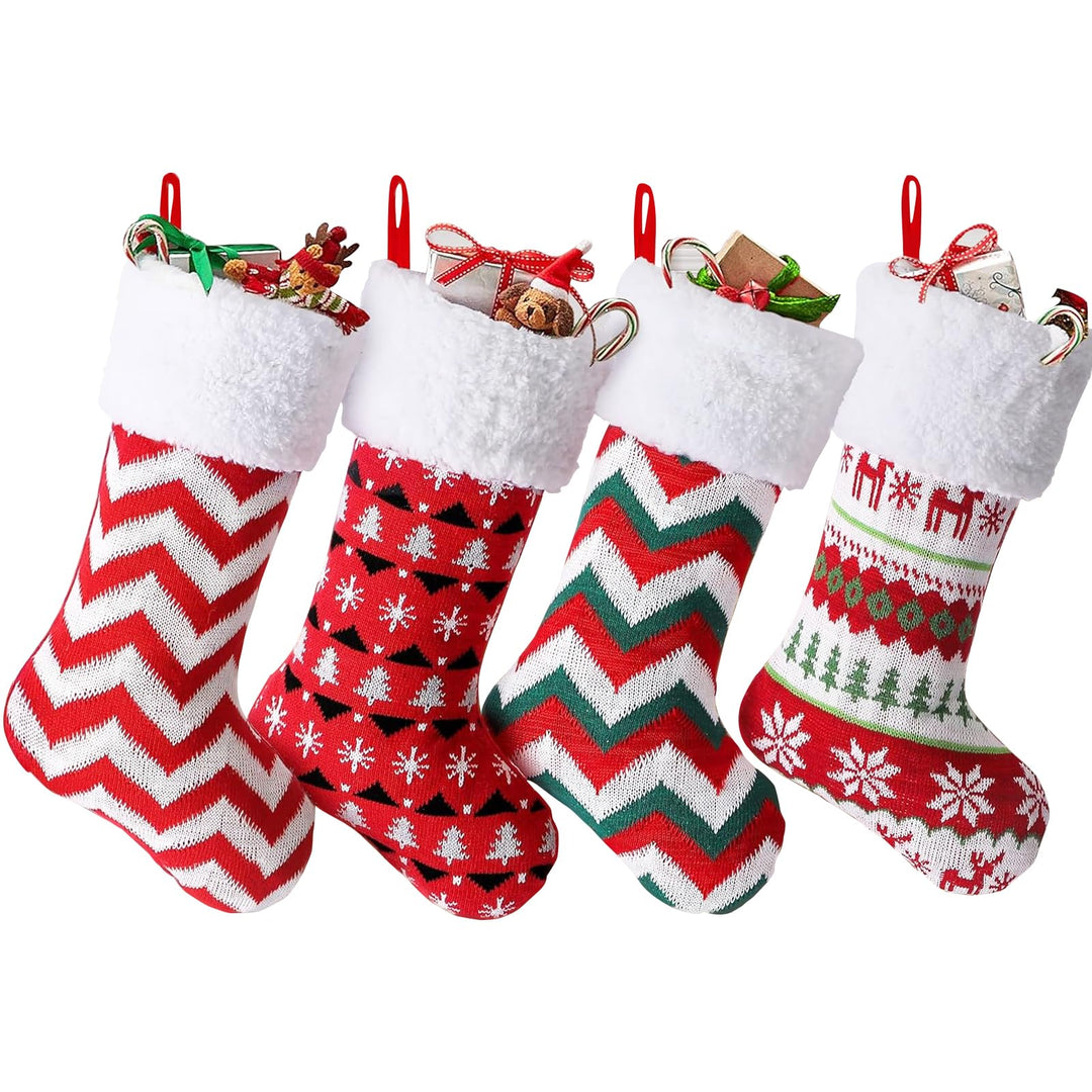 Lonsien Nikolausstrumpf gross 4 STK Weihnachtsstrumpf Geschenkbeutel Nikolausstiefel Personalisiert
