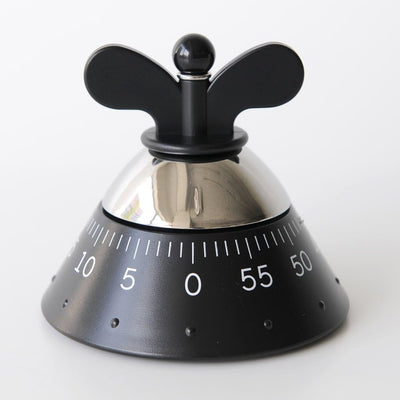 Alessi A09 B - Design Mechanischer Küchentimer, Thermoplastisches Harz, Schwarz, 10,5cm, Schwarz