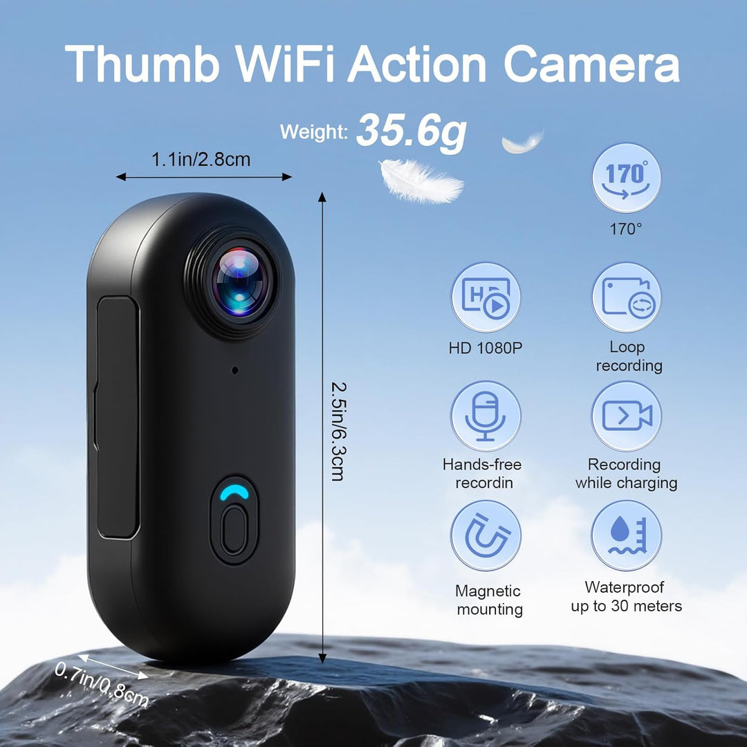 Action Cam, wasserdichte Kamera, 64GB Mini Bodycam, Fahrrad Dashcam, WiFi Action Camera, Körperkamer
