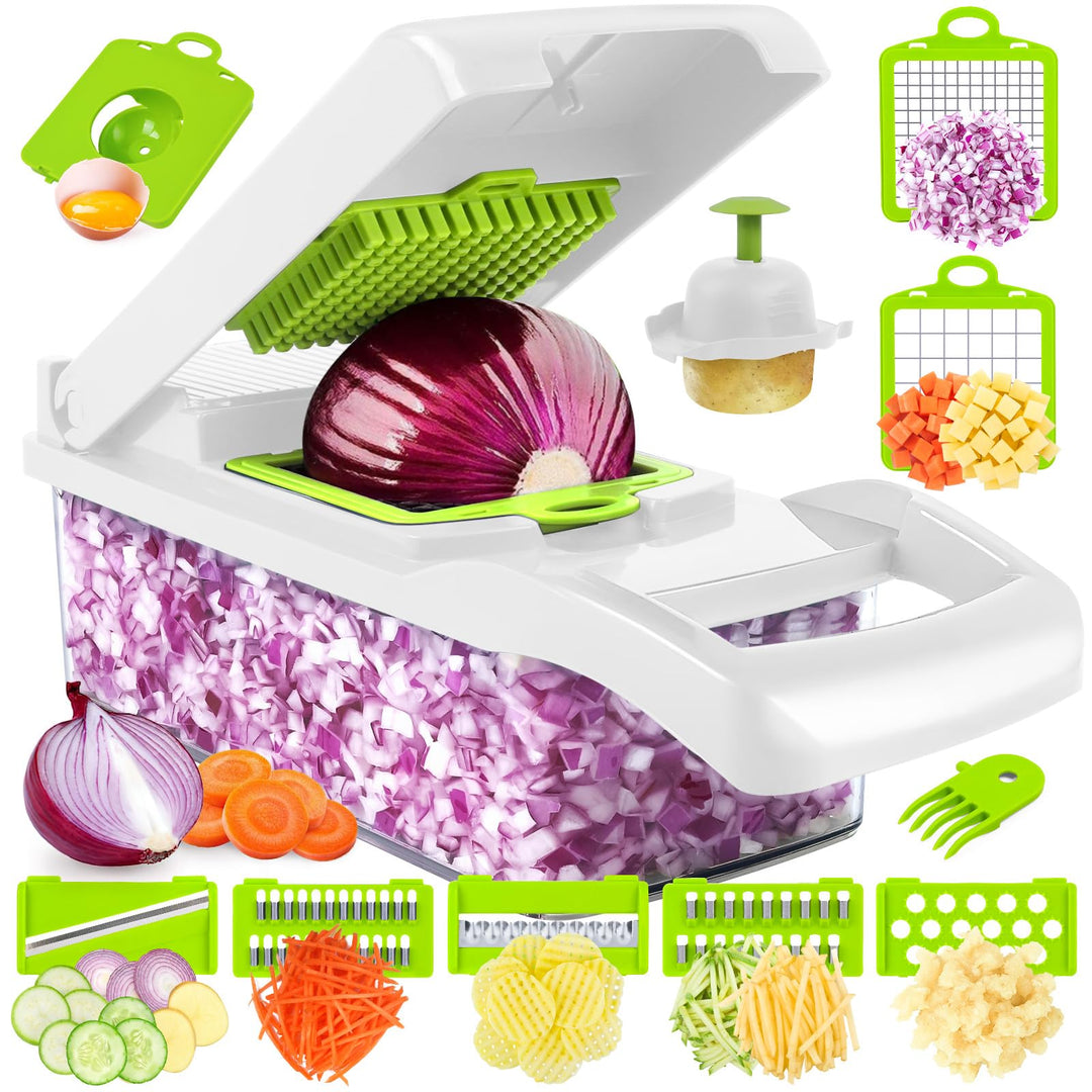 MAIPOR Gemüseschneider - Zwiebelzerkleinerer - Multifunktionaler 15 in 1 Profi Lebensmittelzerkleine