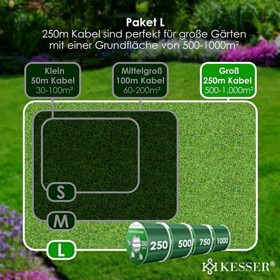KESSER® Begrenzungskabel 750m + 2400 Erdspiesse + 36 Kabelverbinder für Mähroboter Rasenmäher Rasenr