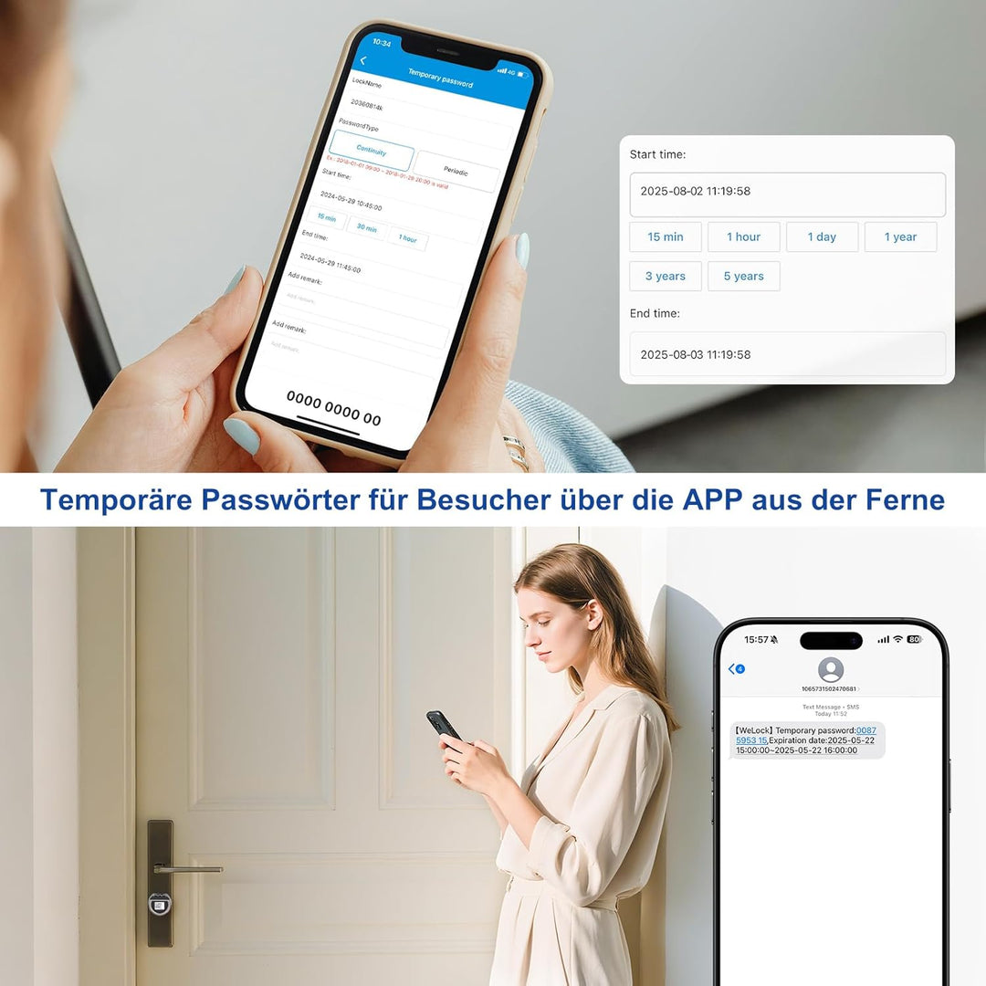 WELOCK ToucA51 Pro Elektronisches Türschloss Fingerabdruck mit Passwort,RFID Karte,APP und WiFi,Fing