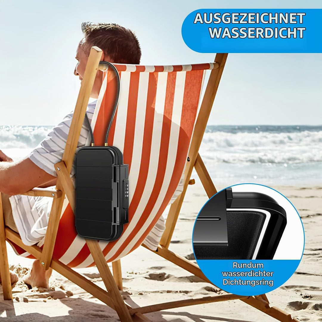 Brifit Tragbarer Tresor, Mini Tresor mit Zahlencode 4 Stellig, [Wasserdicht], Strandtresor mit Abneh