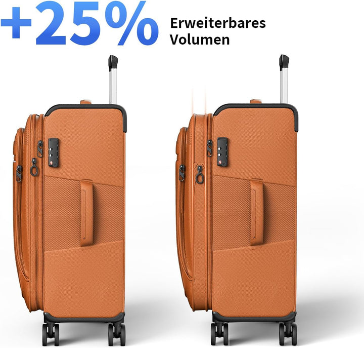 ABISTAB Verage Toledo III | MEDIUM Weichschalen Koffer 68cm Orange mit 4 Doppelrollen &amp; TSA-Schloss
