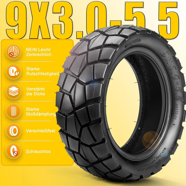 9x3.0-5.5 Reifen Tubeless Offroad für Kukirin G2 PRO Reifen 9.0x3.0-5.5, 9 Zoll All Terrain E Scoote