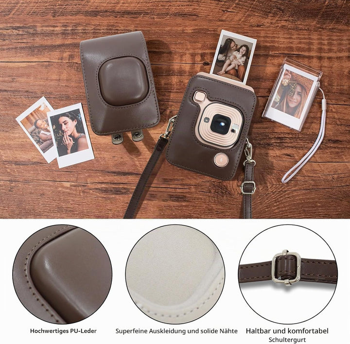 HIYQIN Leder Tasche Kompatibel mit Fujifilm Instax Mini LiPLAY, für Fujifilm Mini Liplay Tasche mit