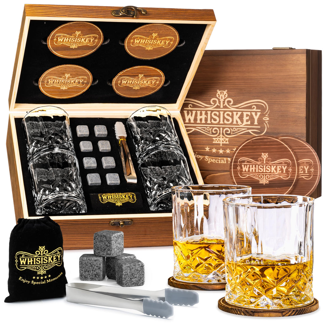 Whisiskey Whisky Gläser Set - Whiskey Geschenkset Glas - Whiskygläser - Geschenke für Männer - Männe