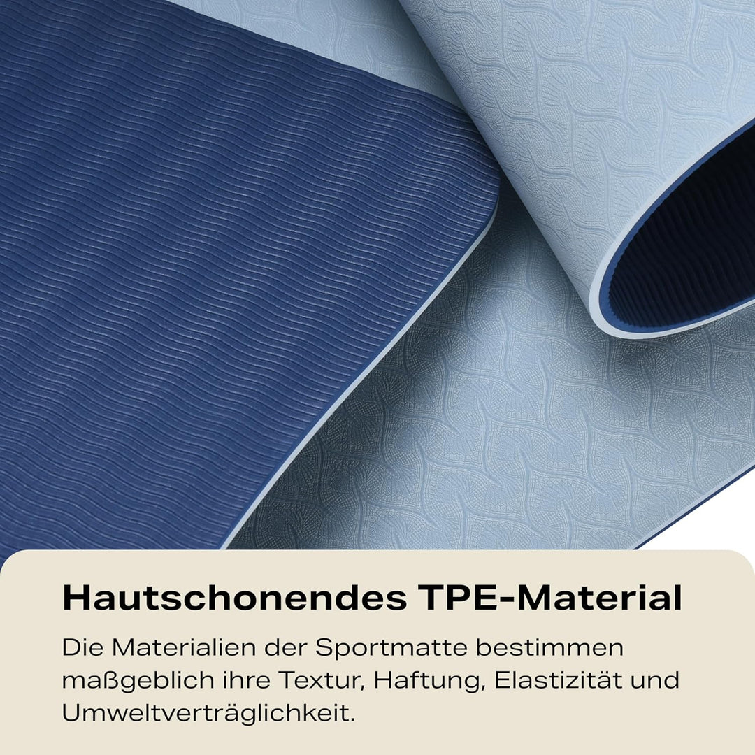 POWRX Gymnastikmatte - Trainingsmatte für Yoga, Gymnastik und Pilates Zu Hause - rutschfeste, Phthal