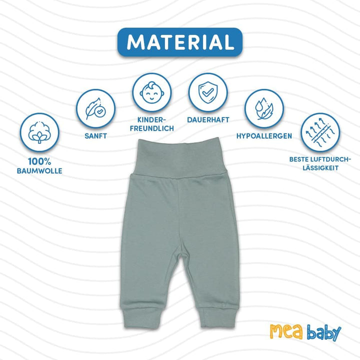 MEA BABY 5er Pack Baby Hosen Unisex für Jungen &amp; Mädchen | Pumphose aus 100% Baumwolle mit breitem B