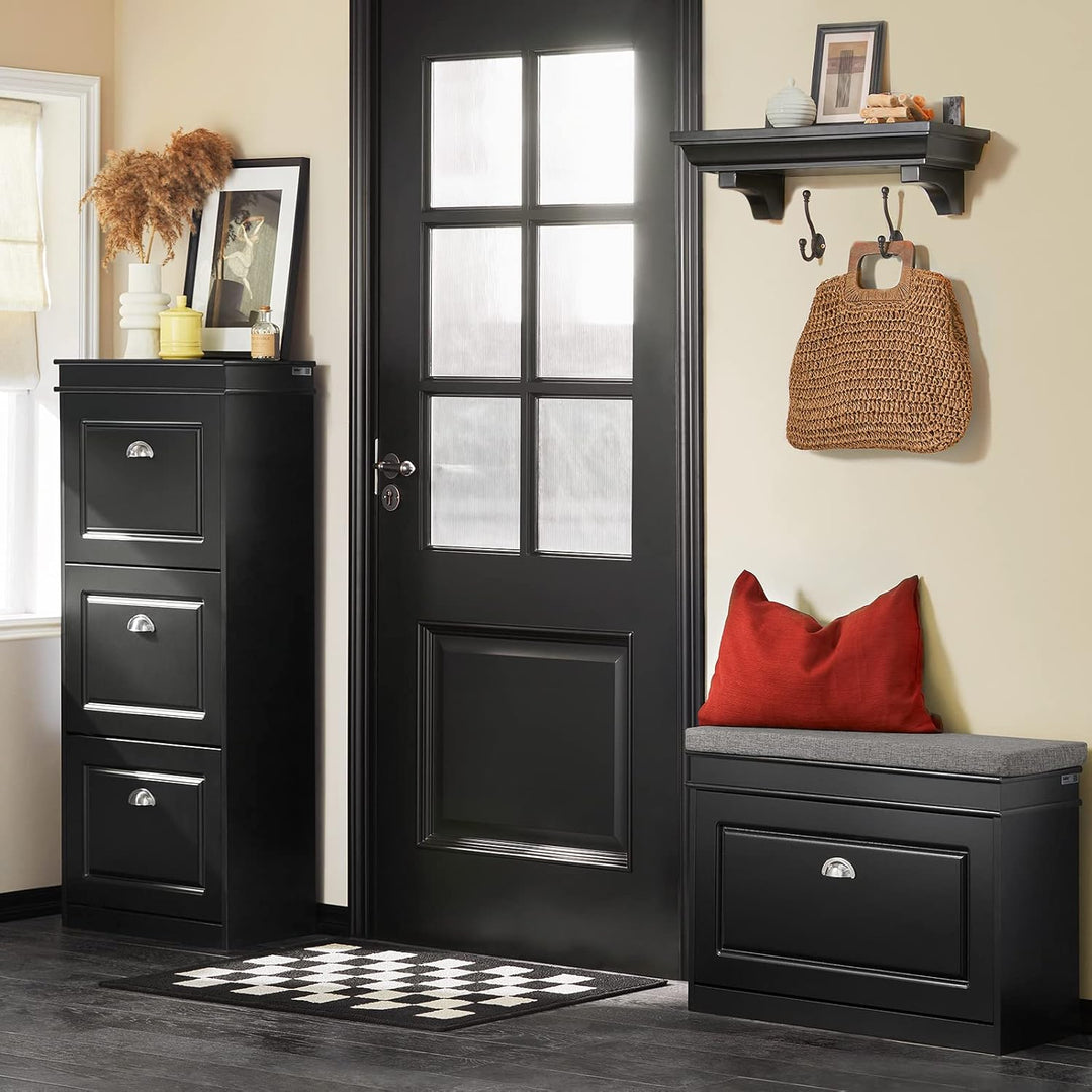SoBuy Schuhbank mit Sitzkissen und Stauraum Schuhschrank mit Klappe, Schuhregal schmal platzsparende