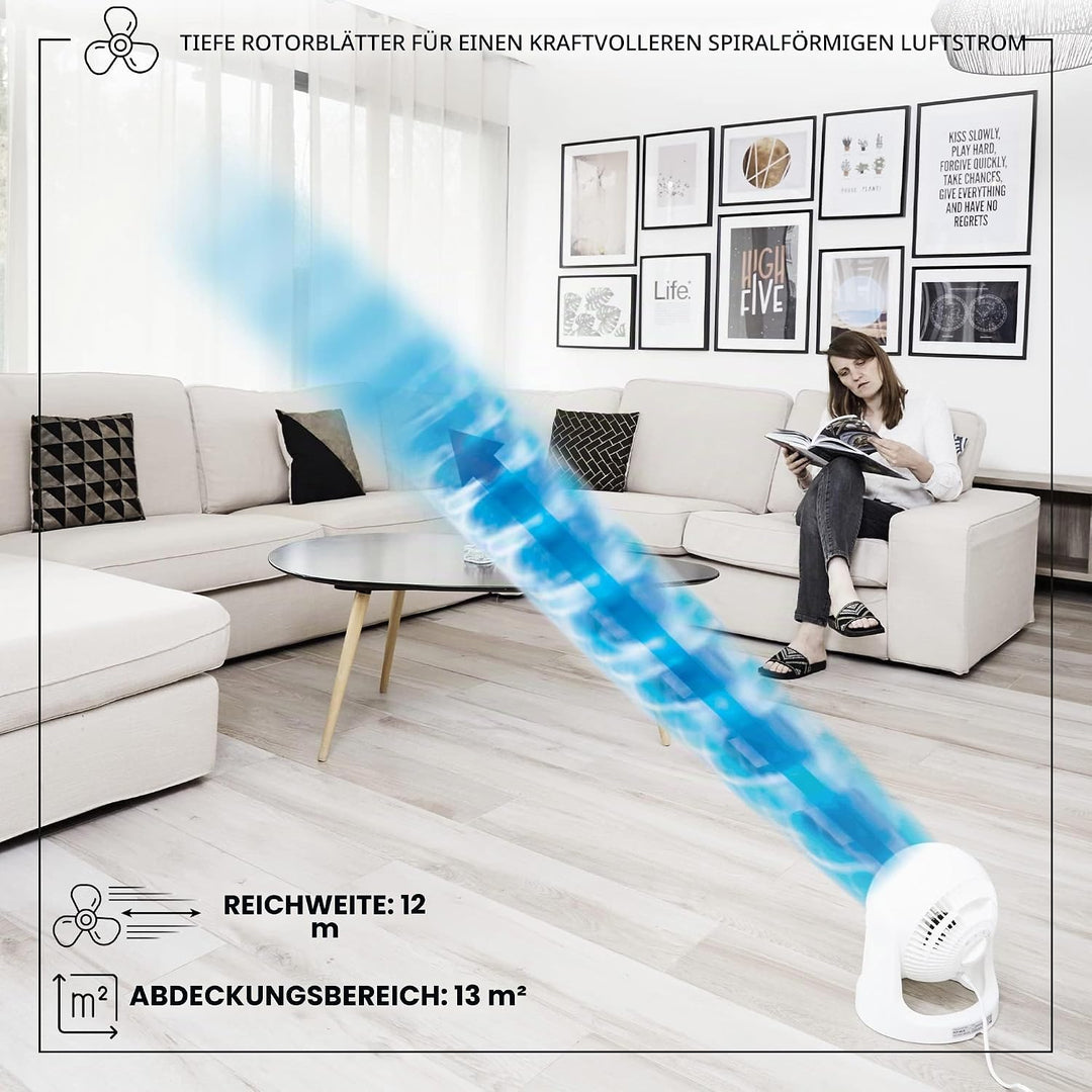 Iris Ohyama Woozoo, Leiser, leistungsstarker & tragbarer Tischventilator, 13m², Reichweite 12m, Vert