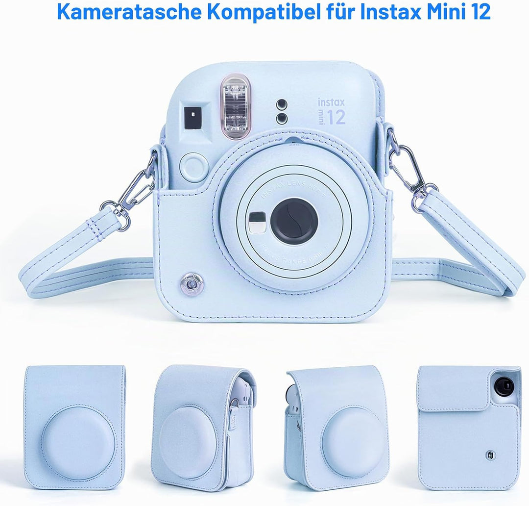 Easy Hood Schutzhülle und Tragbare Tasche für Instax Mini 12 Sofortbildkameras, PU Leder Kameratasch