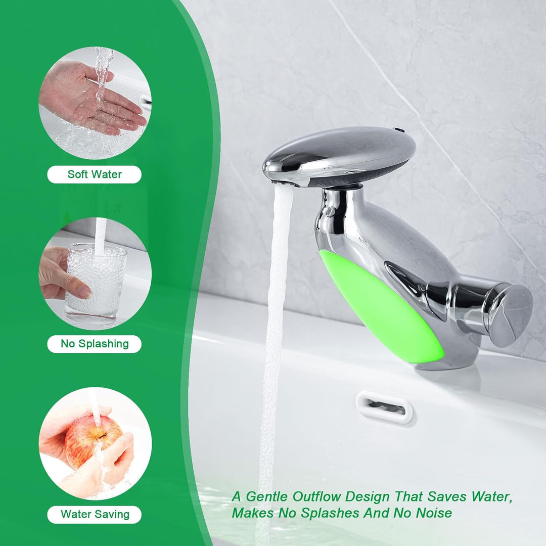 LED Wasserhahn Bad Mit Ausziehbar,Waschtischarmatur Mit 4 Wasserstrahlarten,Chrom