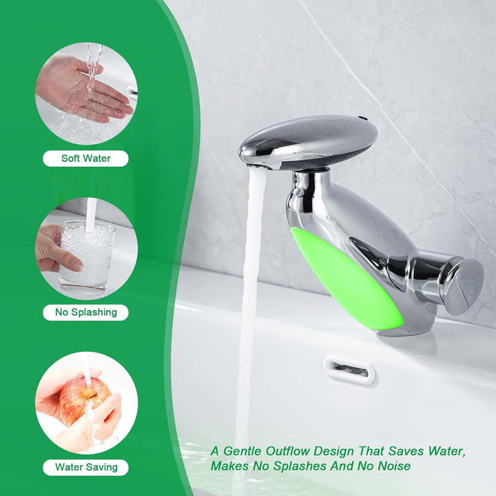 LED Wasserhahn Bad Mit Ausziehbar,Waschtischarmatur Mit 4 Wasserstrahlarten,Chrom