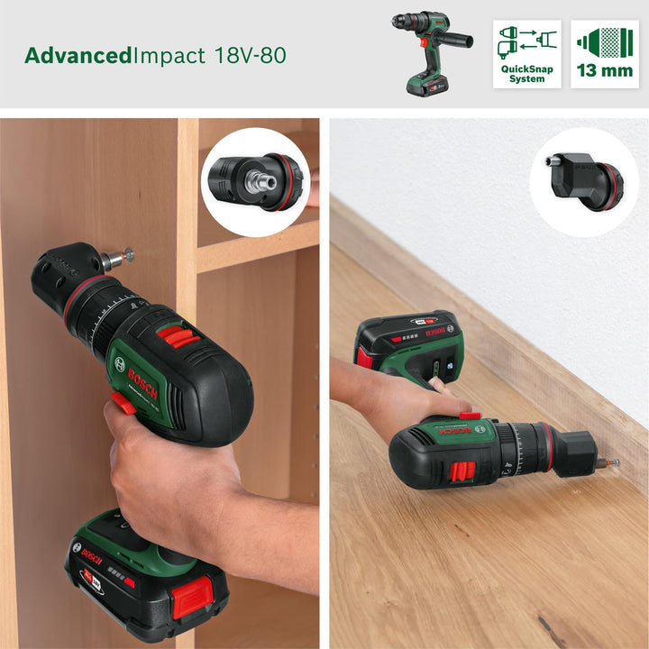 Bosch Akku-Schlagbohrschrauber AdvancedImpact 18V-80 QuickSnap (zum Bohren und Schrauben; 18V System